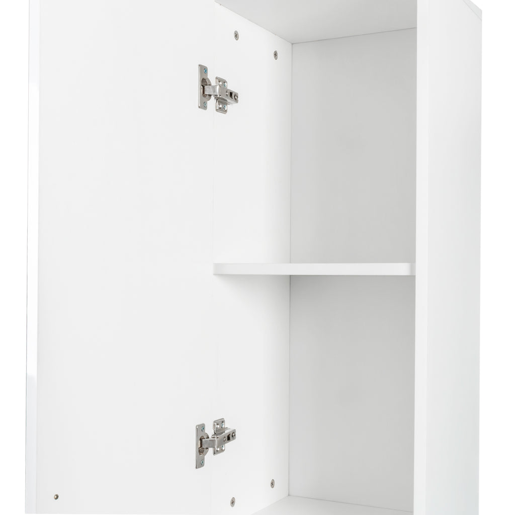 Elegant White Freestanding Cabinet with Inadjustable Shelves and Two Doors for Kitchen and Dining Room - Grand Goldman Shop