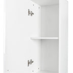 Elegant White Freestanding Cabinet with Inadjustable Shelves and Two Doors for Kitchen and Dining Room - Grand Goldman Shop