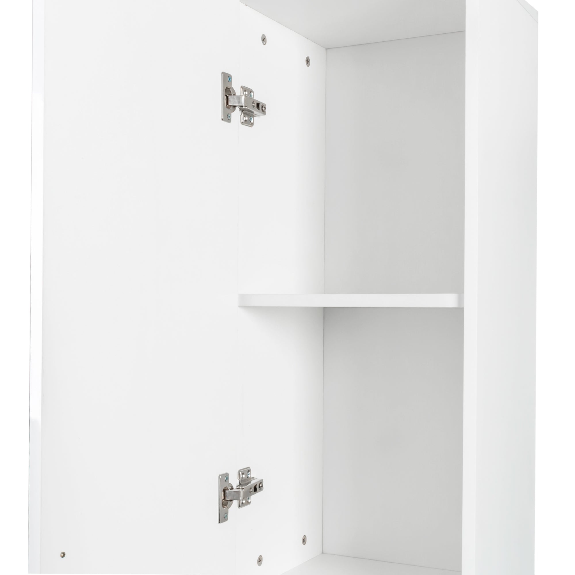 Elegant White Freestanding Cabinet with Inadjustable Shelves and Two Doors for Kitchen and Dining Room - Grand Goldman Shop