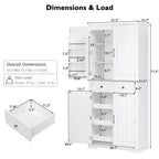 K&K 71' Tall Kitchen Pantry Cabinet with 3 Pull Out Cabinet Organizers, Farmhouse Embossed Texture Storage Cabinet with 6 Door Shelves, 2 Drawers, Freestanding Cupboard for Kitchen, Dining Room White - Grand Goldman Shop