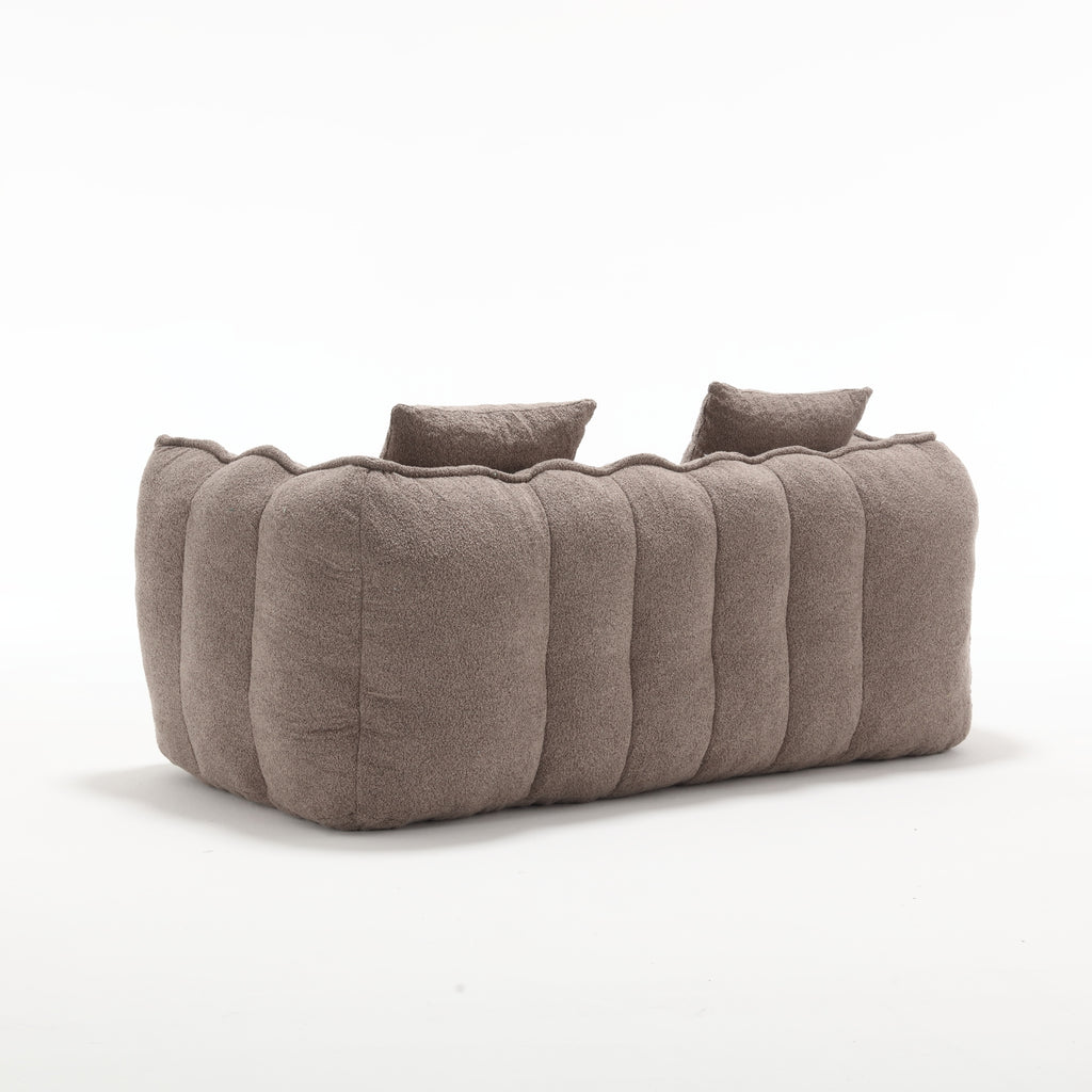 Cozy Beanbag Chair with High Resilience Foam Core for Two  -Brown Chenille, 66x35x25 inches - Grand Goldman Shop