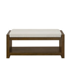 40' Accent Bench with Lower Shelf Shoe Rack, Padded Seating Bench for Living Room, Modern Compact Bed End Bench with Storage for Bedroom Seating, Removable Cushion,  40'W- Beige - Grand Goldman Shop