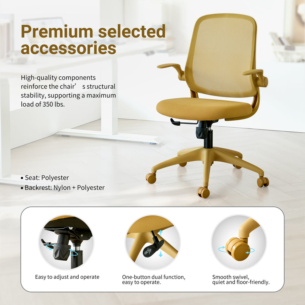 Ergonomic Color Office Chair 350LBS, Home Office, Mesh Back, Integrated Molded Foam, Comfortable Sitting, Flipping Armrest, F