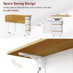 48 inch Kitchen Island with Drop Leaf,Power Outlet,Internal Storage Rack,Rolling Kitchen Storage Cart on 5 Wheels with 5 Open Side Racks for Kitchen,White (Old SKU N707P257057W)(Not Include Stools) - Grand Goldman Shop