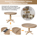 Modern Natural Wood Wash Dining Table Set for 4 with Round Table and Chairs, Solid Wood and MDF - Grand Goldman Shop
