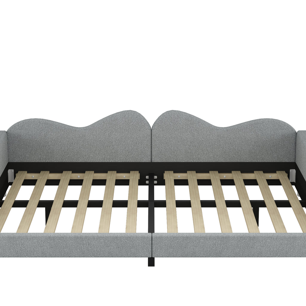 Full size Upholstered Daybed, Sherpa Fabric Sofabed with Cloud-Shaped Backrest, No Box-spring Needed, Gray(Old SKU: WF532069AAE) - Grand Goldman Shop