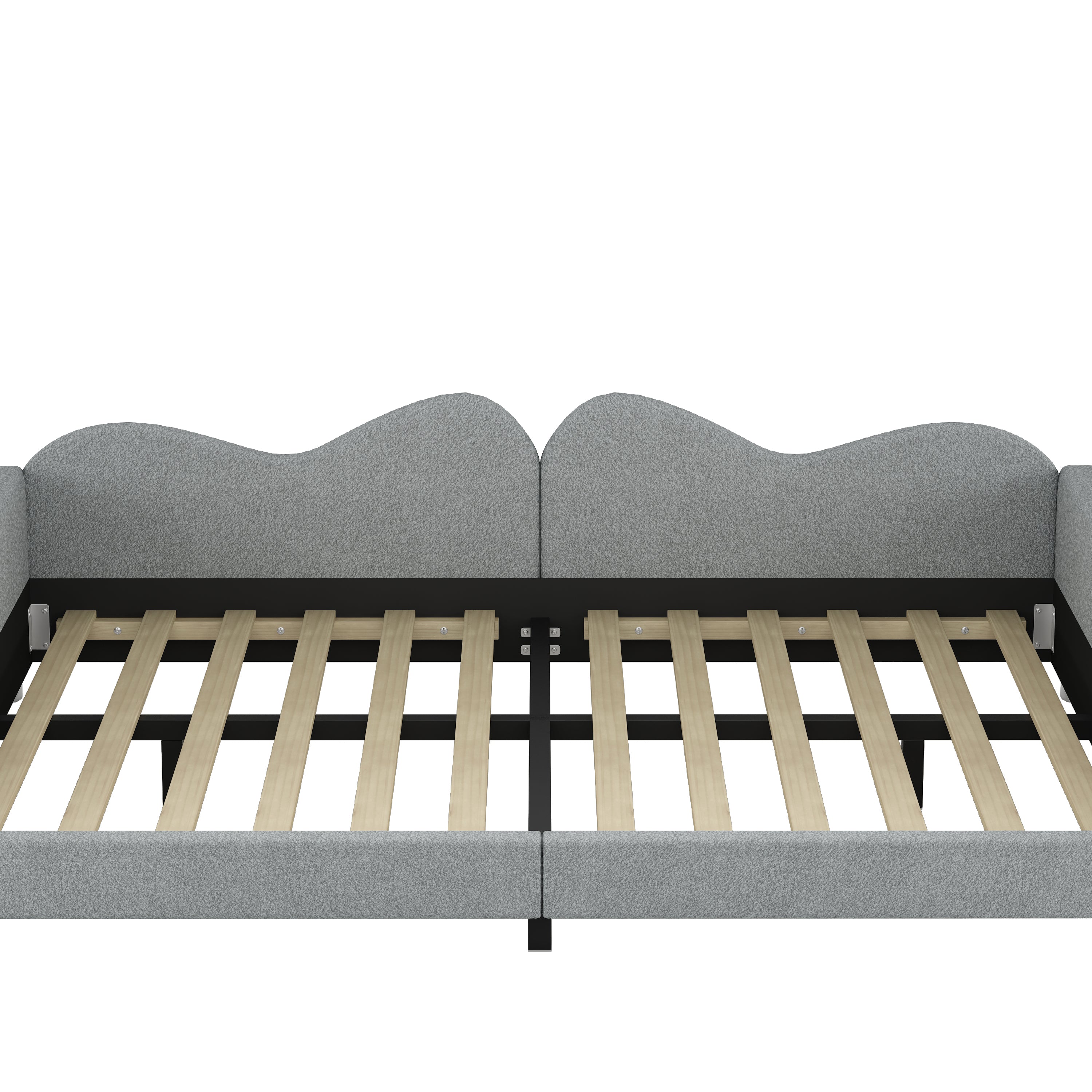 Full size Upholstered Daybed, Sherpa Fabric Sofabed with Cloud-Shaped Backrest, No Box-spring Needed, Gray(Old SKU: WF532069AAE) - Grand Goldman Shop