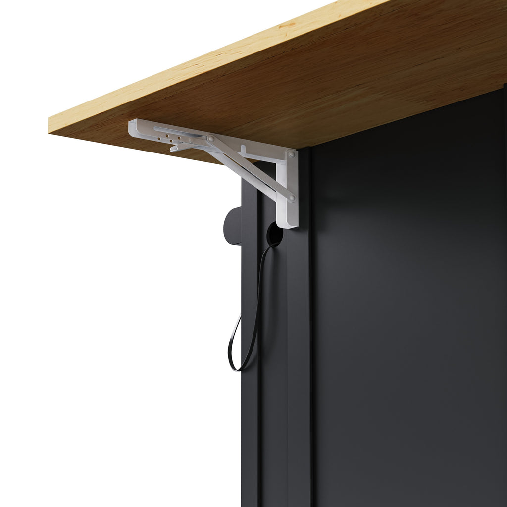 48 inch Kitchen Island with Drop Leaf,Power Outlet,Internal Storage Rack,Rolling Kitchen Storage Cart on 5 Wheels with 5 Open Side Racks,for Kitchen,Black (Old SKU N707P257057B)(Not Include Stools) - Grand Goldman Shop