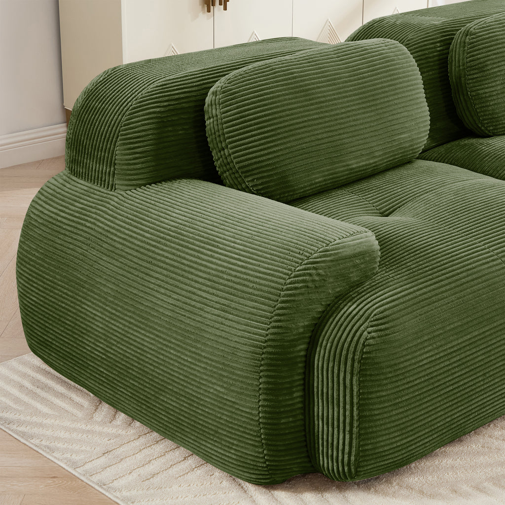 82'' loveseat sofa in luxuryCorduroy Fabric modular for free combo separation curved armrests ,anti-slip design high-resilience sponge fits living rooms bedrooms Audiovisual Room,Olive green - Grand Goldman Shop