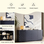 Buffet Cabinet with Storage ,4 Doors Modern Accent Storage Sideboard,Luxurious Floor Cabinet Buffet with Freestanding Anti Dumping for Kitchen, Living Room, 59' Wide Rectangular Sideboard (Navy Blue) - Grand Goldman Shop