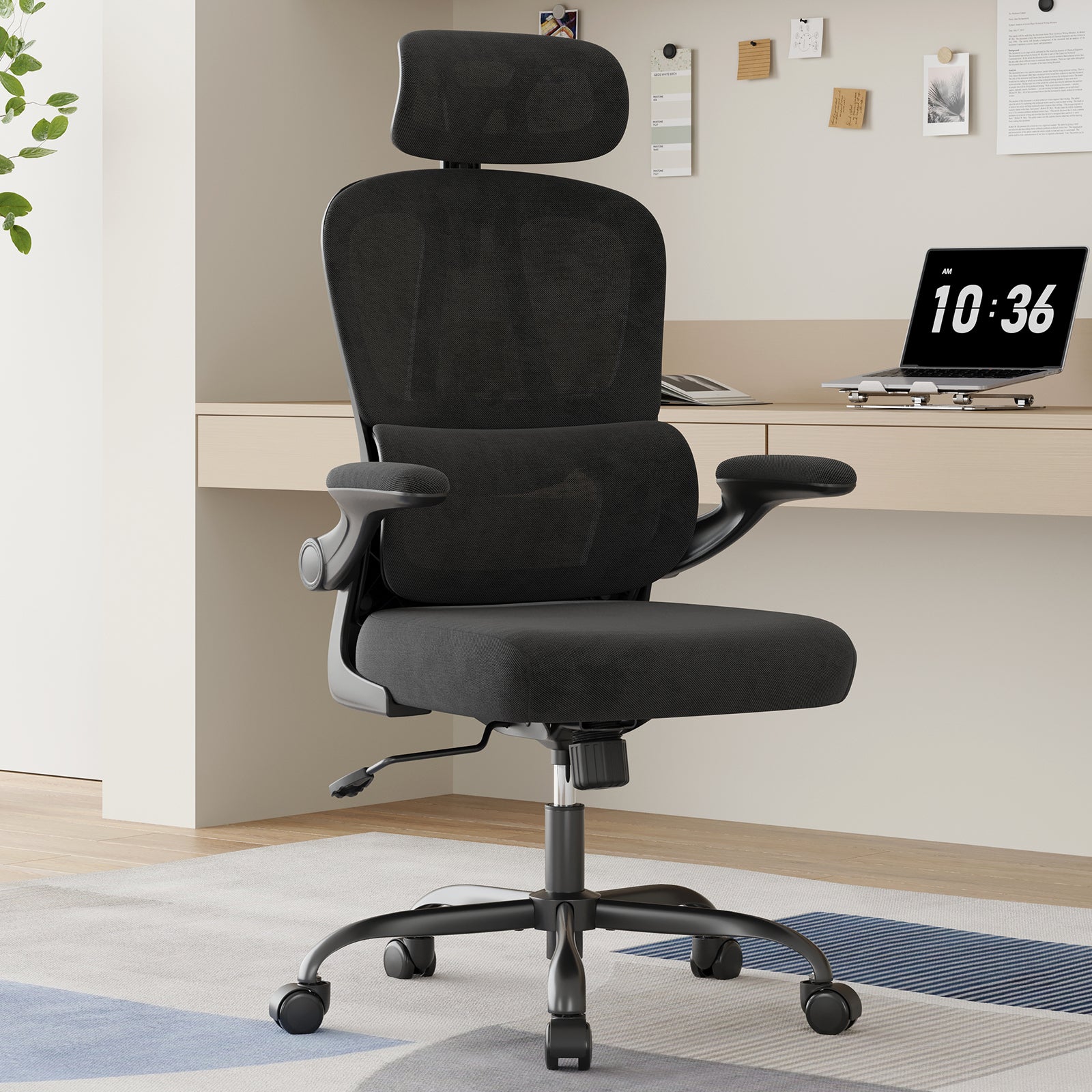Ergonomic Office Chair, Desk Chair with Headrest and Lumbar Support, High Back Swivel Home Office Chair with Headrest for Hom