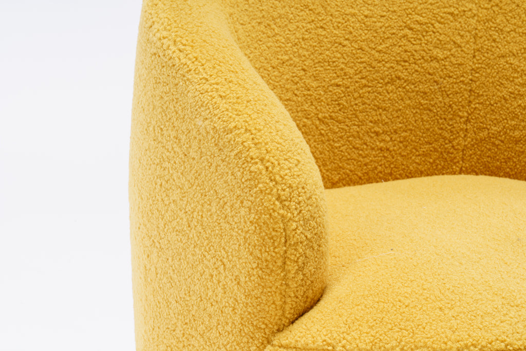 Teddy Fabric Swivel Accent Armchair Barrel Chair With Black Powder Coating Metal Ring,Yellow - Grand Goldman Shop