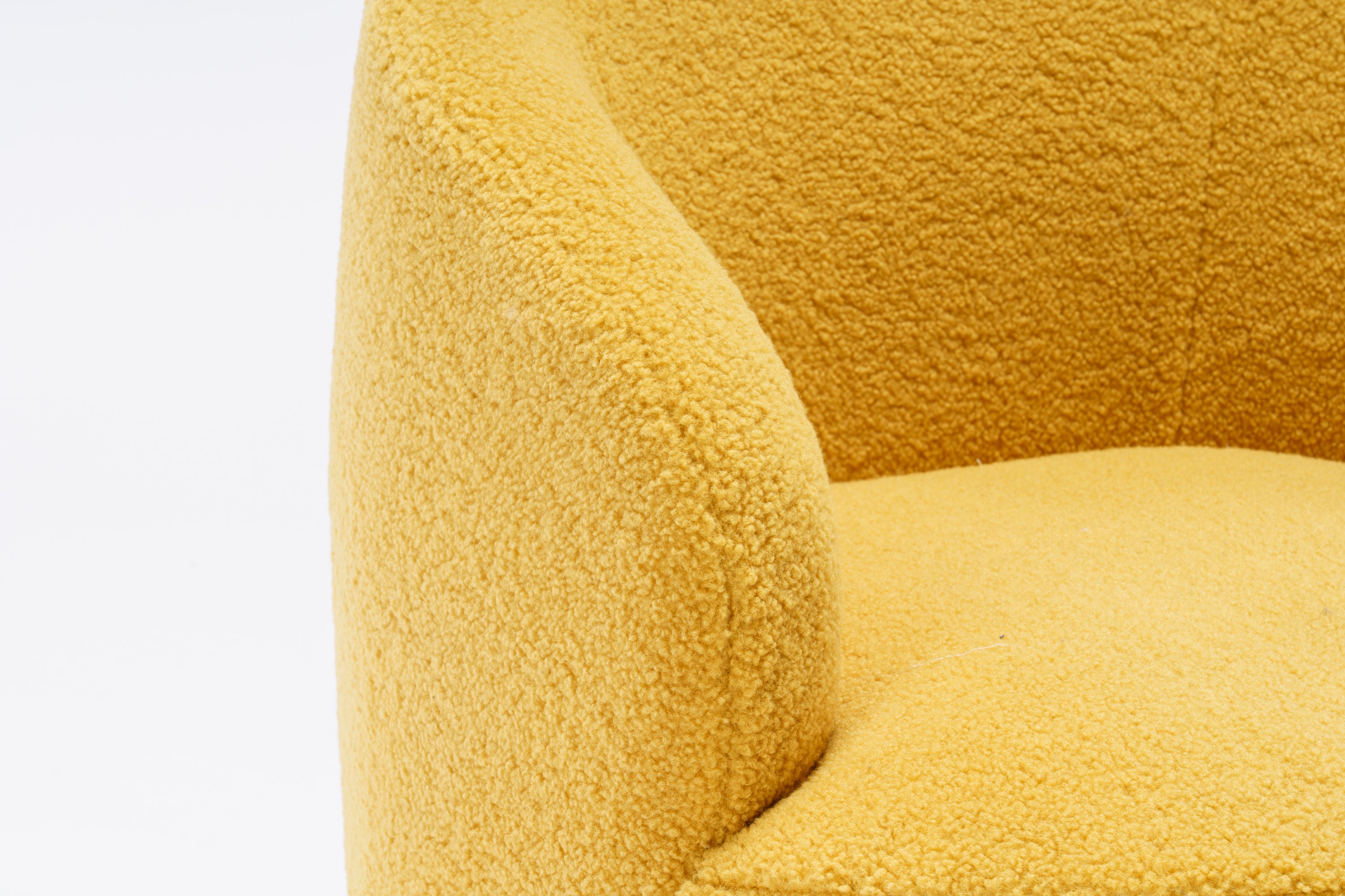 Teddy Fabric Swivel Accent Armchair Barrel Chair With Black Powder Coating Metal Ring,Yellow - Grand Goldman Shop