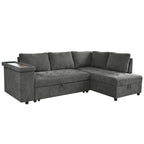 Mirod 91.5-Inch L Shaped Couch with Pull Out Bed and Storage Sectional Sleeper Sofa with Hidden Storage , Wide Armrest with storage,for Living Room, Apartment, Bedroom, Office - Grand Goldman Shop