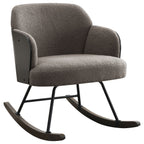 Valera Taupe Boucle Upholstered Mid Back Rocking Chair with Walnut-Finished Bentwood Frame and Metal Legs - Grand Goldman Shop