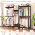 Heavy Duty Garment Rack With 8 Adjustable Wire Shelves and 5 Clothes Rails, Freestanding Closet Organizer, Black Metal - Grand Goldman Shop