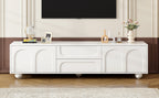 ON-TREND Cream Style TV Stand with Arched Doors & 2 Drawers for TVs up to 75', Minimalist Media Console with Rebound Device, Entertainment Center with 5 Iron Round Legs for Living Room, Bedroom, White - Grand Goldman Shop