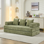 Comfy Convertible Folding Mattress Couch, Floor Sofa Bed, Chenille Floor Sofa with Armrest, Floor Sofa Lounge Couch for Living Room Bedroom Lounge Studio-Green - Grand Goldman Shop