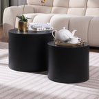 MDF with ash/oak/walnut veneer side table/coffee table/end table/nesting table set of 2 for living room,office,bedroom Black - Grand Goldman Shop