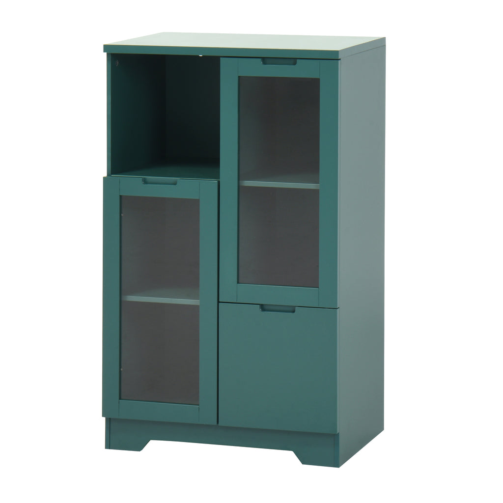 Modern MDF Painted Cabinet with Glass Doors and Drawer, Green, Bedroom Living Room Storage - Grand Goldman Shop