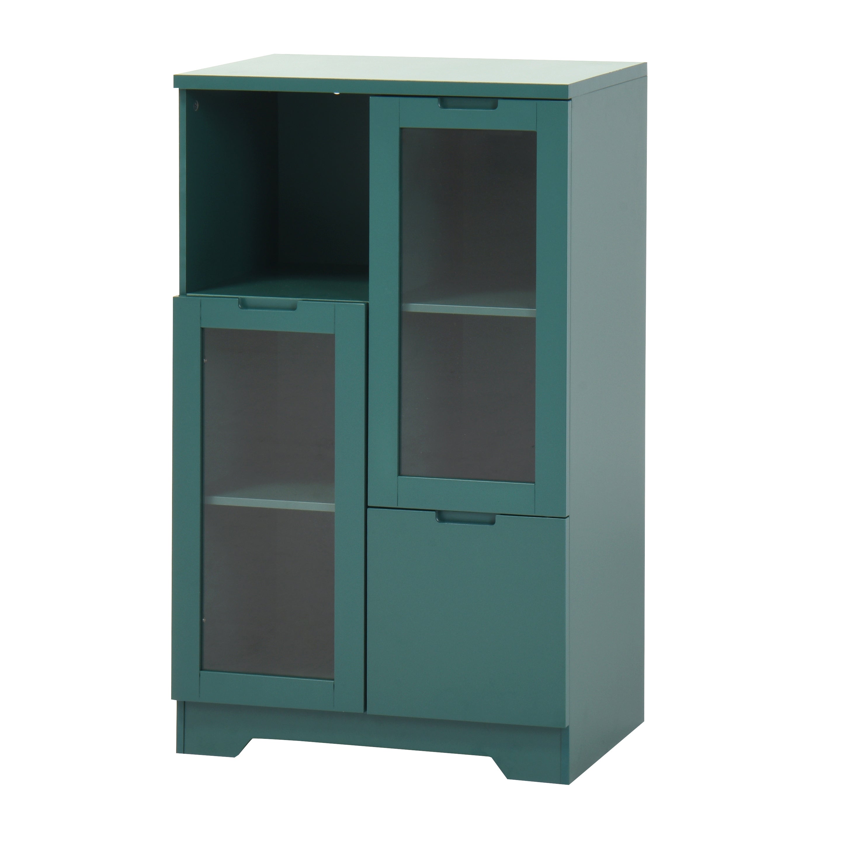 Modern MDF Painted Cabinet with Glass Doors and Drawer, Green, Bedroom Living Room Storage - Grand Goldman Shop