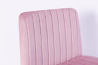 Light Pink Velvet Criss Cross Armless Office Chair with Wheels - Comfortable & Stylish for Home Office, Meditation, and Makeu