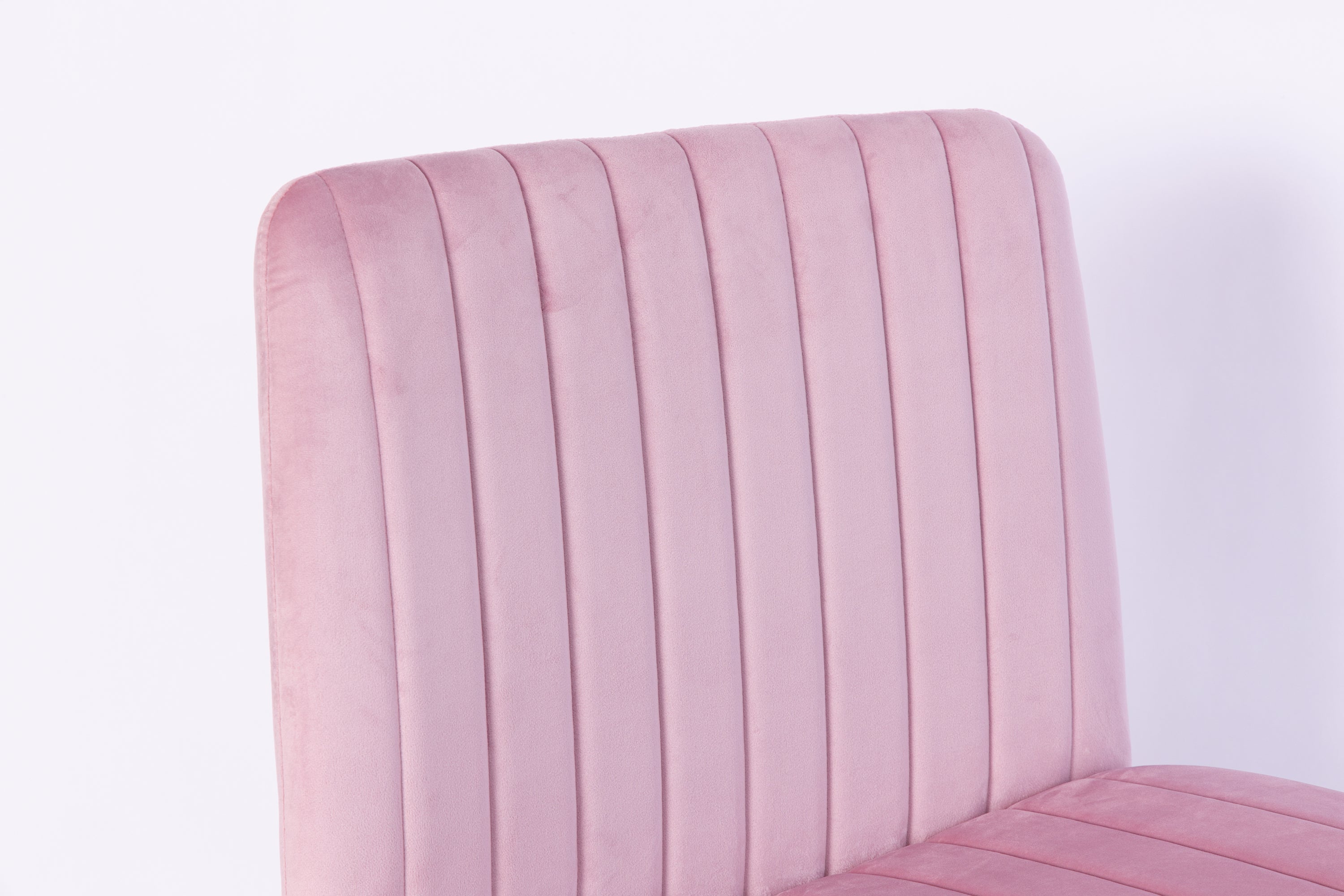 Light Pink Velvet Criss Cross Armless Office Chair with Wheels - Comfortable & Stylish for Home Office, Meditation, and Makeu