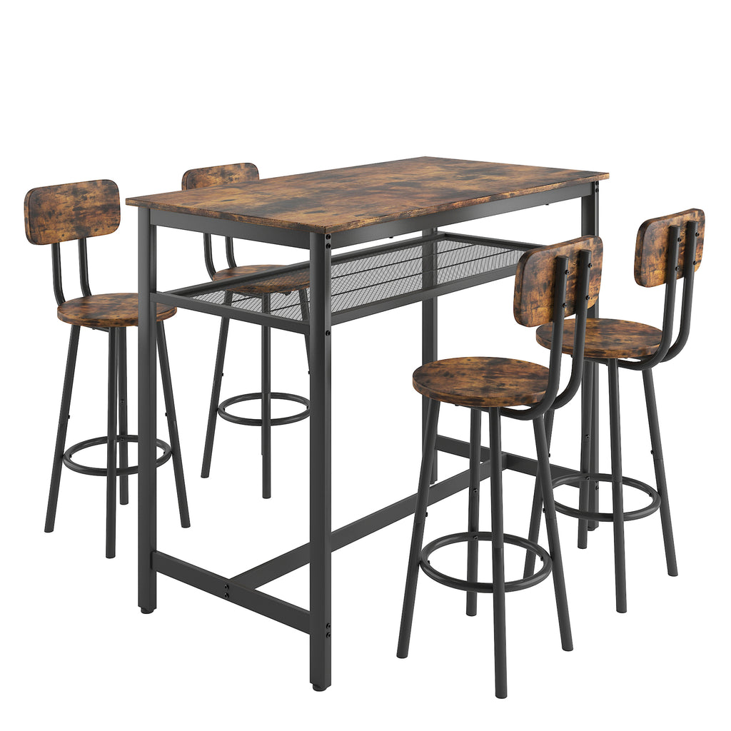 5-Piece Kitchen Counter Height Table Set, Bar Table with 4 Chairs - Grand Goldman Shop