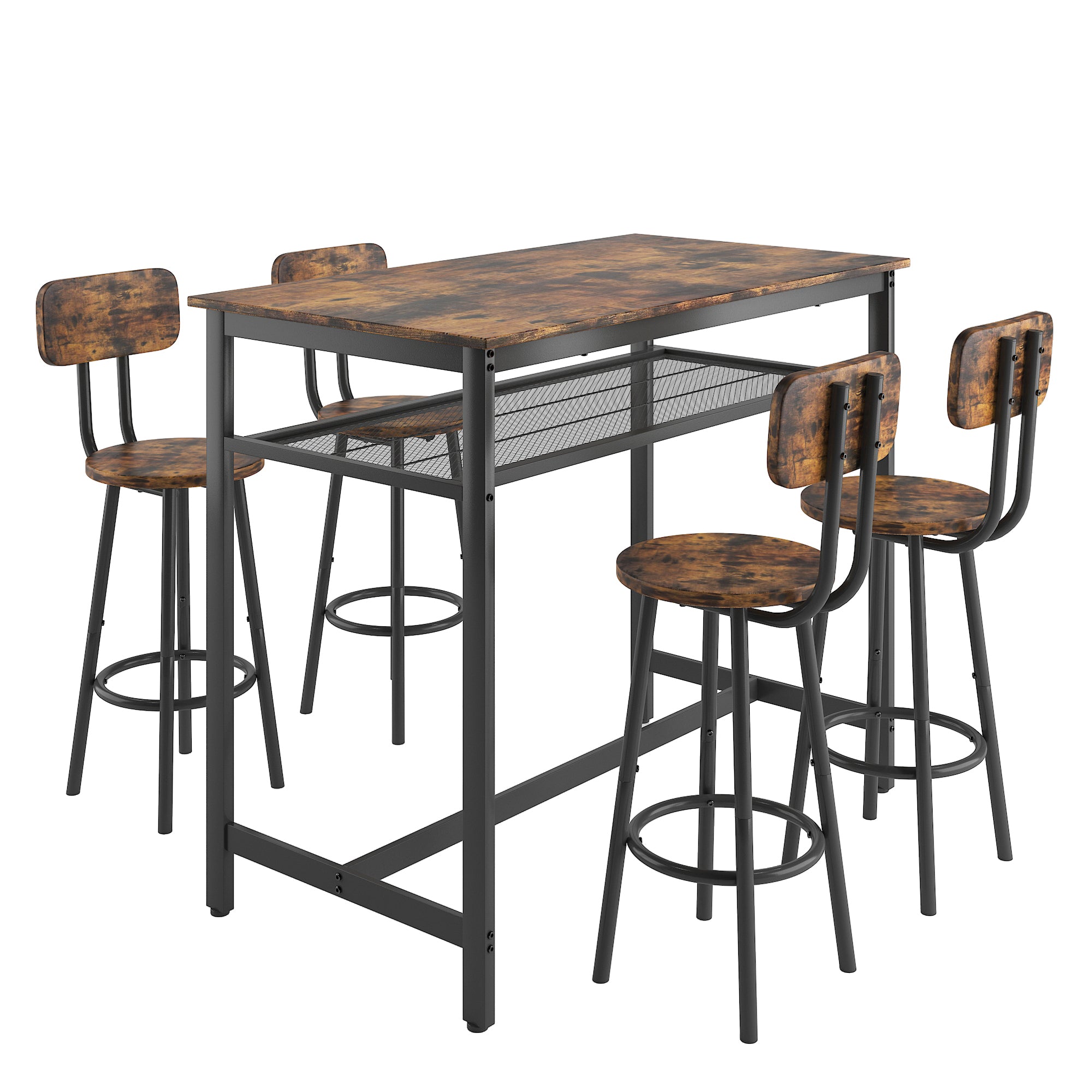 5-Piece Kitchen Counter Height Table Set, Bar Table with 4 Chairs - Grand Goldman Shop