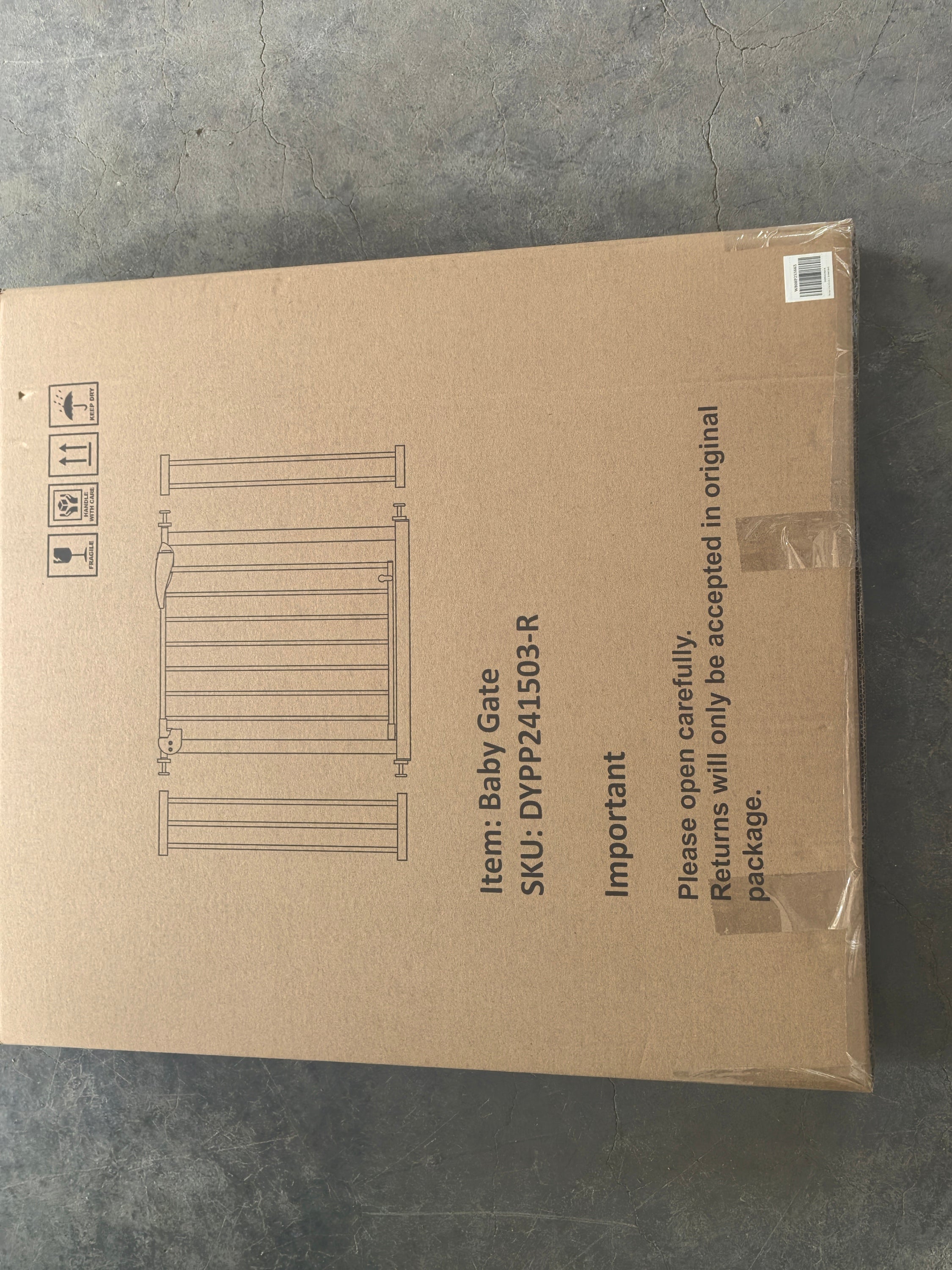 White Pressure-Mounted Baby Gate for Stairs, 29.5-44.1' Wide, Steel and ABS Construction, Easy Walk-Through Design for Kids a