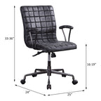 Barack Vintage Black Top Grain Leather & Aluminum Office Chair | Premium Home Decor - Grand Goldman