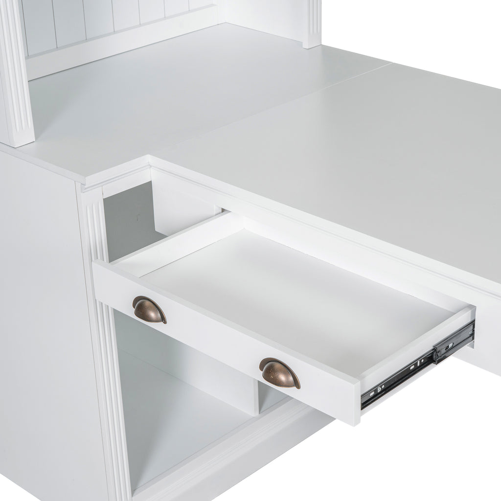 83.4'Tall Bookshelf with Writing Desk, Modern Bookcase with Study Desk, Workstation with Storage Shelf,Storage Bookcase with 