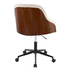 Contemporary Office Chair in Black Metal, Walnut Wood, and Cream Fabric | Premium Home Decor - Grand Goldman