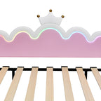 Twin Extending Daybed with LED Lights, Modern Upholstered Princess Daybed With Crown Headboard,White - Grand Goldman Shop