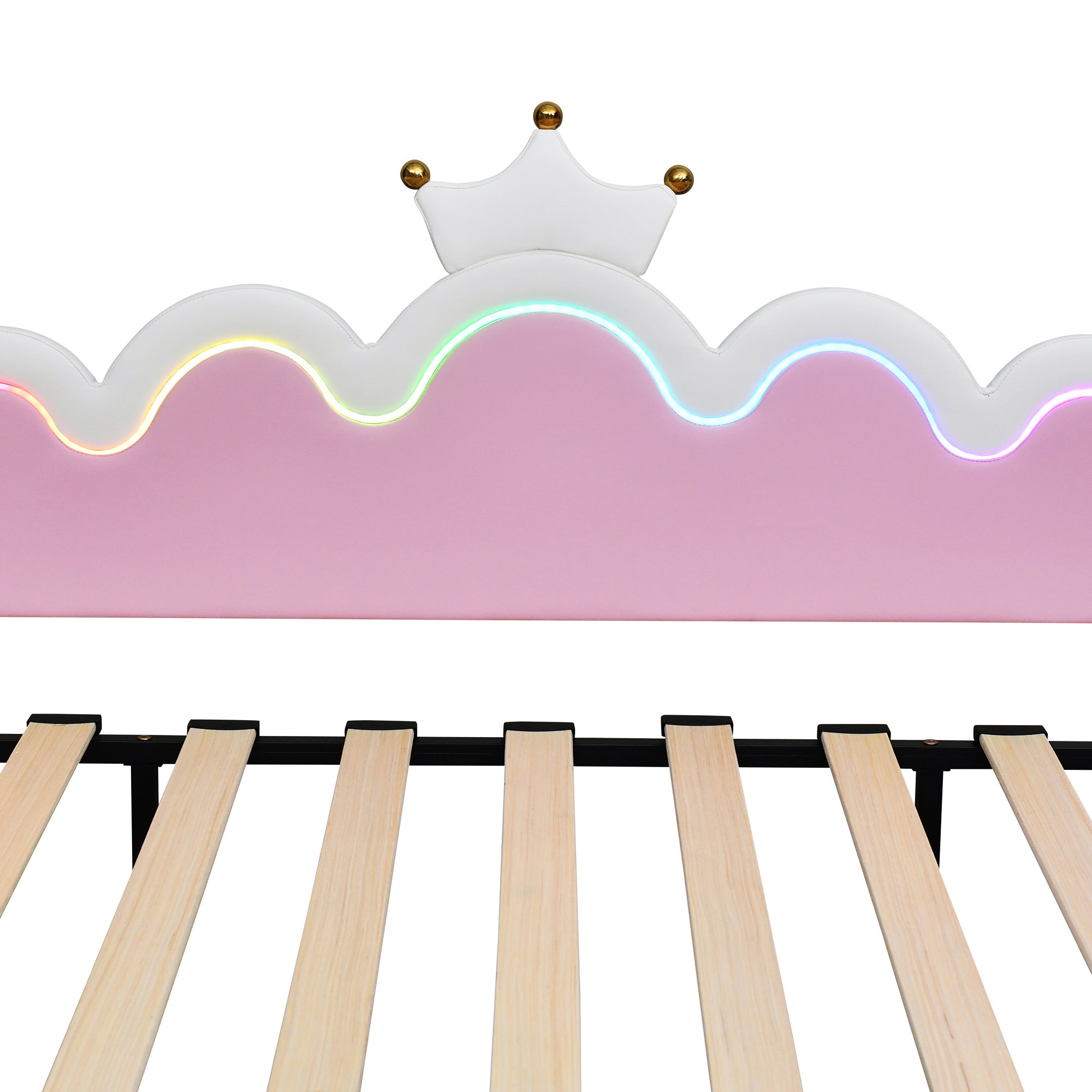 Twin Extending Daybed with LED Lights, Modern Upholstered Princess Daybed With Crown Headboard,White - Grand Goldman Shop