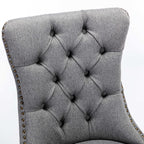 Nikki Collection Modern, High-end Tufted Solid Wood Contemporary Flax Upholstered Linen Dining Chair with Wood Legs Nailhead Trim 2-Pcs Set,Gray, SW6801GY - Grand Goldman Shop