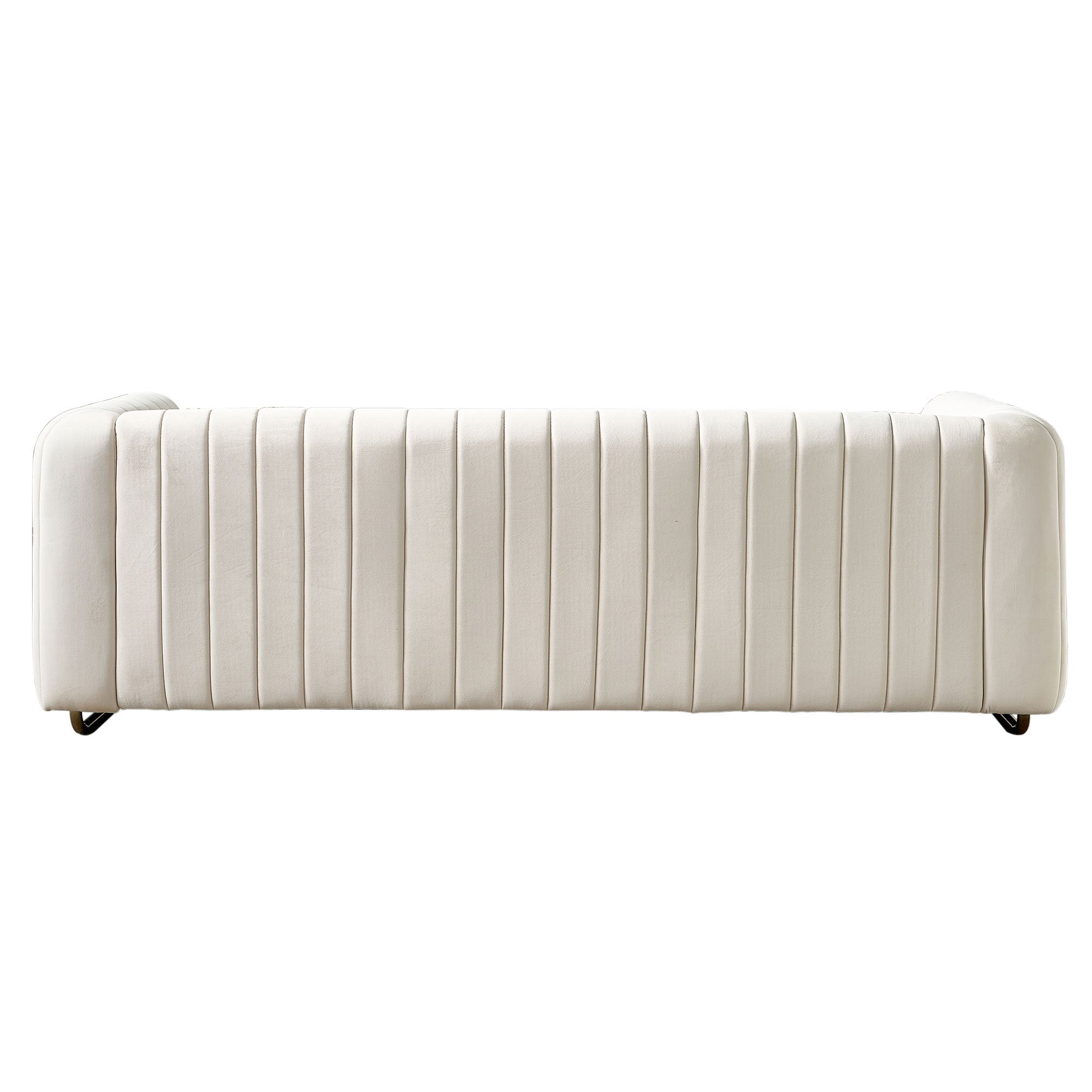 Contemporary Velvet Sofa Couch 84.25''W for Living Room, Beige - Grand Goldman Shop