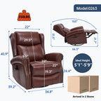 Heat Massage Manual Recliner Chair with Rocker and Swivel in Genuine leather for Living Room, Red - Grand Goldman Shop