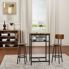Bar table, equipped with 2 bar stools , with backrest and partition (Rustic Brown) - Grand Goldman Shop