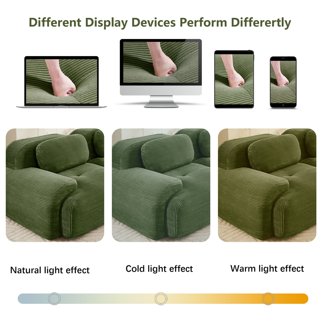 82'' loveseat sofa in luxuryCorduroy Fabric modular for free combo separation curved armrests ,anti-slip design high-resilience sponge fits living rooms bedrooms Audiovisual Room,Olive green - Grand Goldman Shop