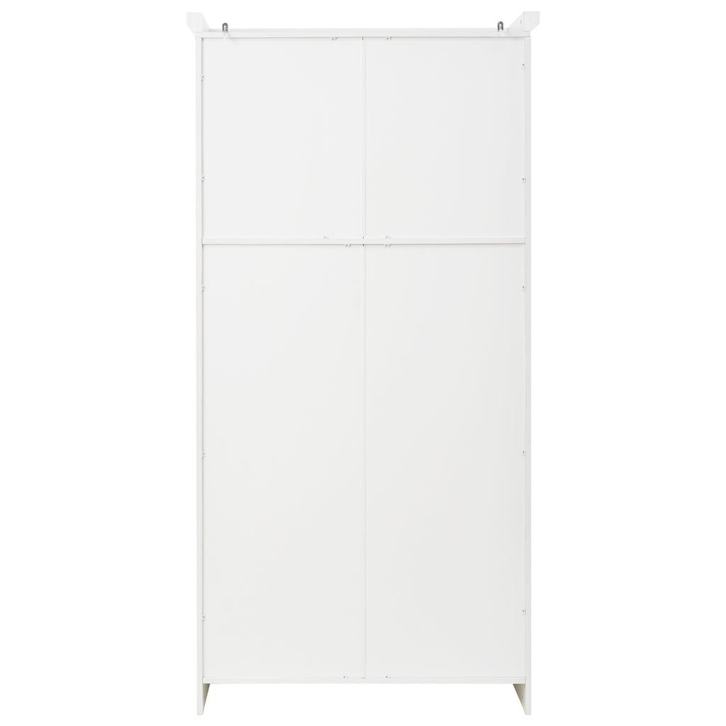 [Assembly Video Provided] TOPMAX 35.5x17.6x70.9inch Freestanding Kitchen Pantry Cabinet, Tall Storage Cabinet with 4 Doors, 2 Door Shelves, 8 Pull-out Trays and Adjustable Shelf for Dining Room, White - Grand Goldman Shop