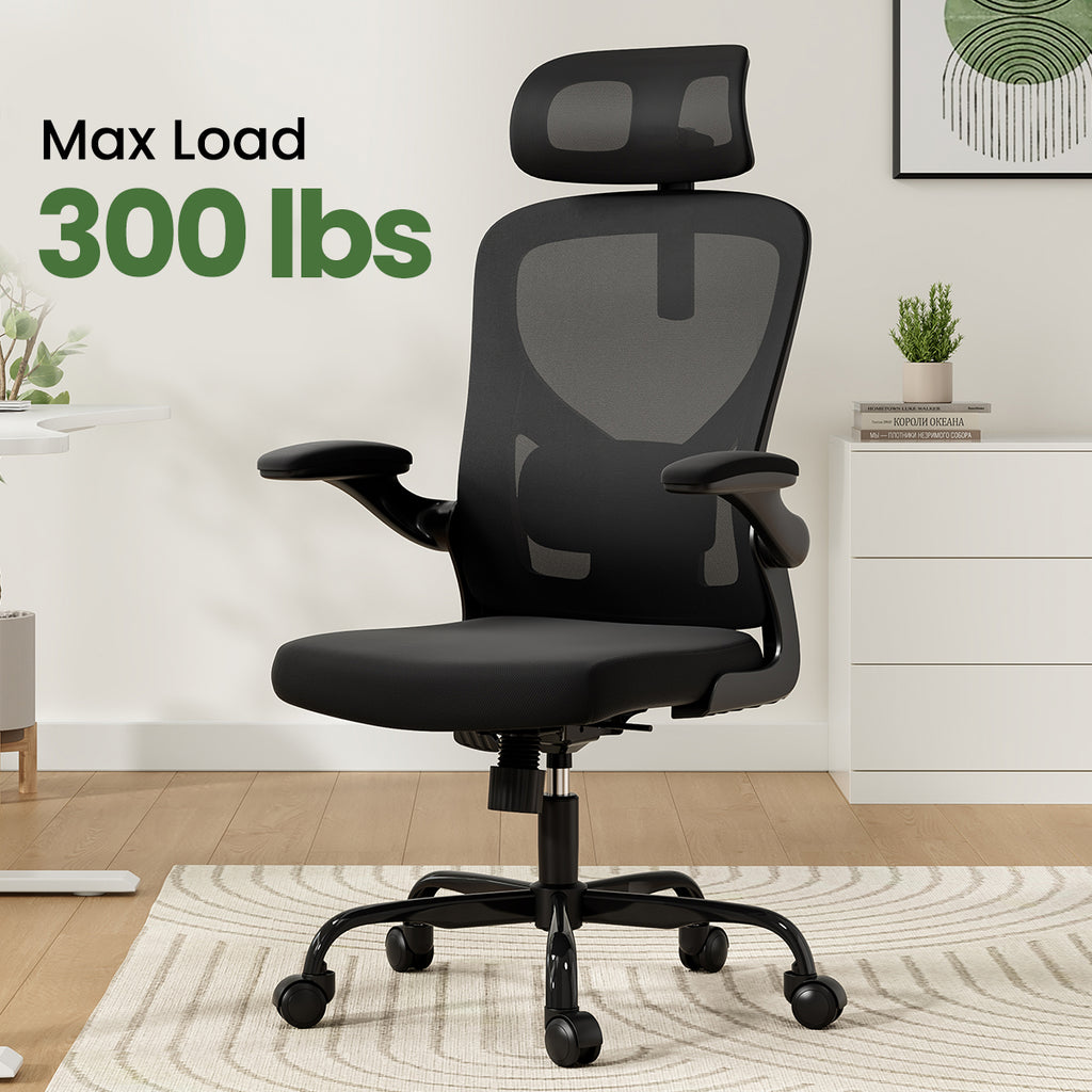 Ergonomic Office Chair, Home Office Desk Chair with Headrest, High Back Computer Chair with Armrests and Adjustable Lumbar Su