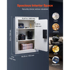 0.83 sq.ft Wall Safe, 3-Tier Hidden Wall Safe with Password, Key & Turning Knob, Q235 Cold-Rolled Steel In-Wall Box with Adju