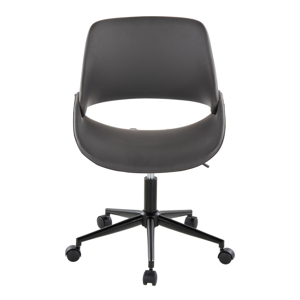 Contemporary Office Chair in Black Metal and Grey Pu | Premium Home Decor - Grand Goldman