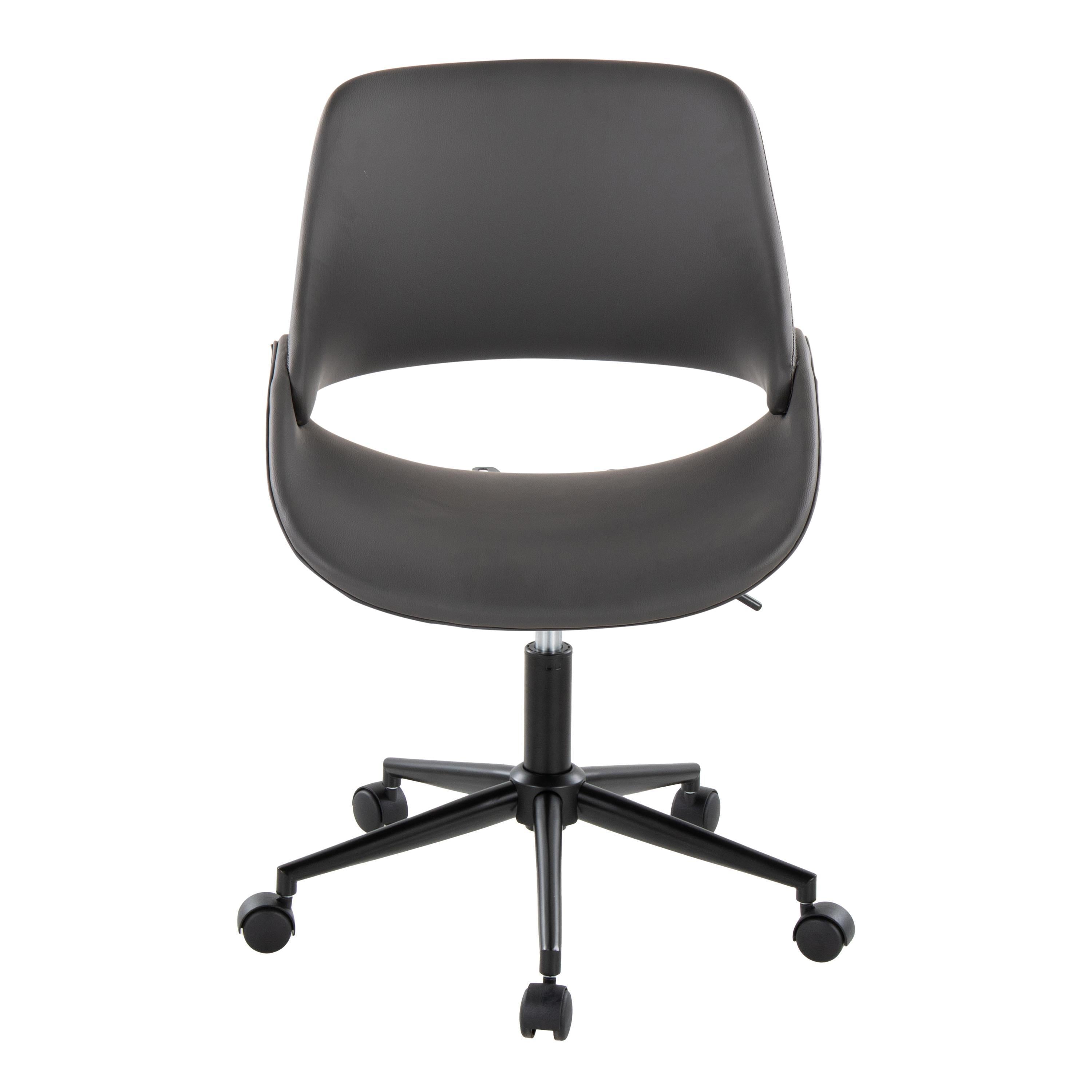 Contemporary Office Chair in Black Metal and Grey Pu | Premium Home Decor - Grand Goldman