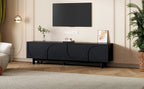 ON-TREND Graceful TV Stand with Arch Cabinets for TVs Up to 78'', Minimalist Entertainment Center with Solid Wood Legs, Practical Media Console with Adjustable Shelves for Living Room, Black - Grand Goldman Shop
