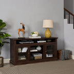 Modern TV Stand for up to 65 Inch TVs, Entertainment Center Farmhouse TV Cabinet Media Console Table with Glass Doors for Living Room, Brown 60'W*15.75'D*29'H - Grand Goldman Shop