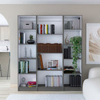 Davie 3 Piece Home Bookcase set, 60' Wide with 14 Shelves ,  Living Room Set Set Matt Gray - White - Grand Goldman