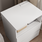 (Set of 2)End Table with Fast USB C Charging Station, Sofa Side Table with 2 Drawers, Large Storage Modern Wood Storage Cabinet for Living Room,Bedroom,Office, White - Grand Goldman Shop