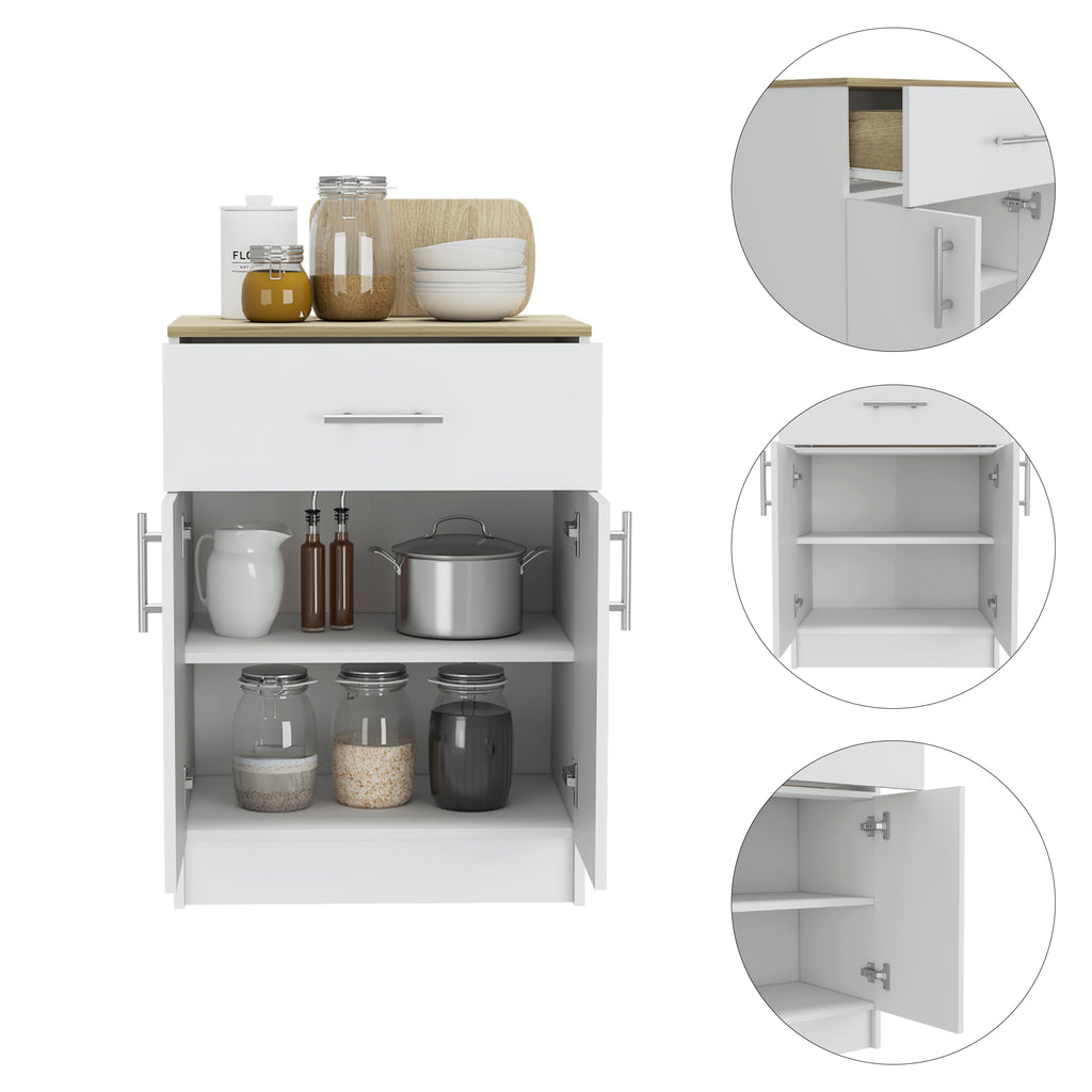 Mayorca Multistorage Pantry Cabinet, One Drawer, Two Interior Shelves -White / Light Oak | Premium Home Decor - Grand Goldman